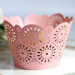 Laser Cut Cupcake Wrappers Artificial Pearl Paper Lace Hollow Cake Liners For Wedding Birthday Baby Shower Party Decorations
