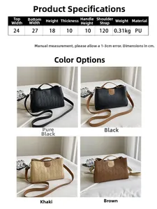Detailed size specifications and material info for quilted PU leather tote bag