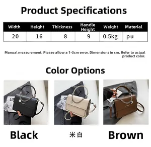Tabella taglie dettagliata per la borsa a tracolla in pelle PU con larghezza 20cm e altezza 16cm