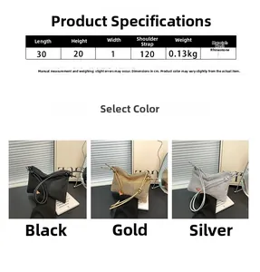 Detailed size specifications and color options for the rhinestone shoulder bag in three colors