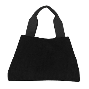 Sac fourre-tout minimaliste en velours côtelé noir avec anses en ruban durable
