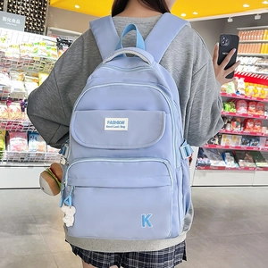 Fashion Nylon School Backpack Large Capacity Waterproof Daily Travel Shoulder Bag With Letter Embroidery For Women Students