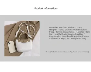 Détails du mini sac à bandoulière en cuir PU avec dimensions de 22x15x10cm