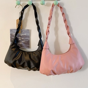 Women Ruched Underarm Bag PU Leather Cloud Hobo Bag Braided Handle Metallic Silver Pleated Shoulder Bag Casual Handbag For Daily Commuting Fashion Accessory