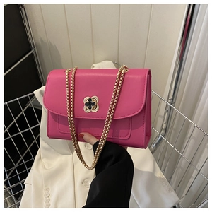 Sac Bandoulière Mode en Cuir PU pour Femme Petit Sac Carré Avec Fermoir en Métal Fleur Sac à Épaule Tendance