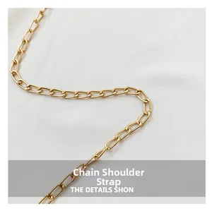 Close-up of elegant gold chain shoulder strap on premium wool fabric textured background