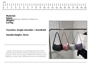 Detailed dimension guide for quilted underarm bag showing 23cm width and 25cm handle height