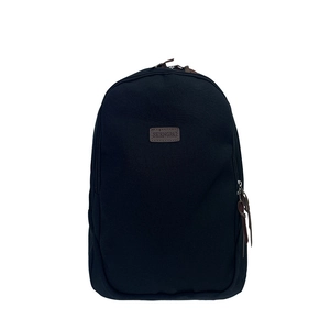 Minimalist black large capacity backpack with leather pullers for students and couples