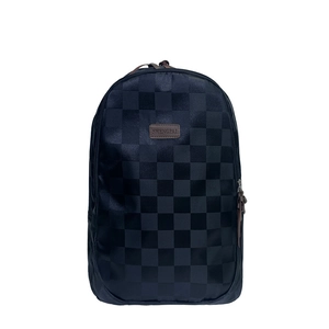 Minimalist large capacity backpack in classic blue and black checkered pattern