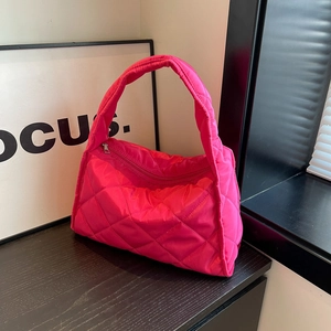 Korean Style Quilted Tote Bag For Women Large Capacity Lightweight Rhombus Pattern Oxford Cloth Shoulder Bag Casual Puffer Handbag Daily Travel Bag