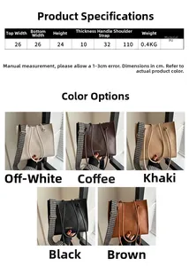 Guide des tailles du sac cabas en cuir PU matelassé avec bandoulière pied-de-poule