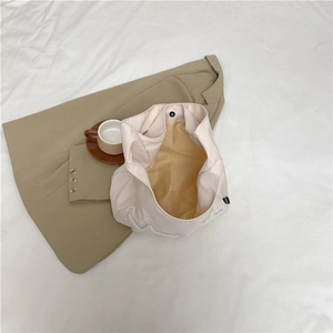 Cute large capacity contrast color canvas tote bag with plush star and snap closure