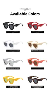 Eight optional colors of retro round sunglasses with thick frames and wide temples
