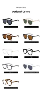 Matrix display of retro round sunglasses and blue light blocking glasses in nine colors