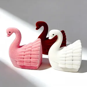 Samt Beflockte Ringbox Schwanenform Schmuckschatulle Verpackung Für Hochzeit Verlobung Geschenk Rosa Weiß Rot