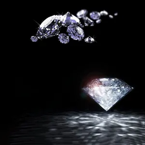 Close-up of a brilliant round-cut moissanite stone with high refractive fire and sparkle