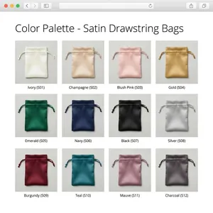 Satin drawstring gift bags set in 12 vibrant colors for jewelry and accessory storage