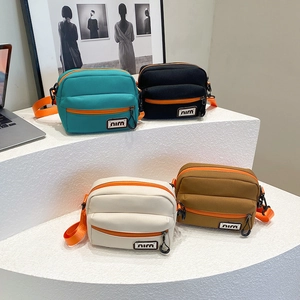 Casual Nylon Crossbody Bag For Women Small Square Shoulder Bag Contrast Color Japanese Style Minimalist Messenger Bag