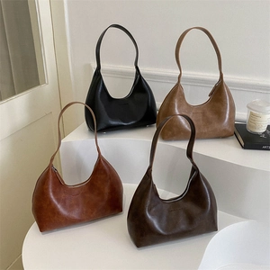 Sacs portés épaule hobo vintage pour femmes en quatre couleurs unies élégantes