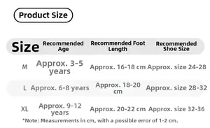Detailed size chart for girls bow socks showing ages 3 to 12 and measurements