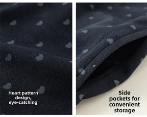 Détails du pantalon fille à motif cœur avec poches latérales et maille douce