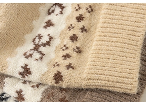 Detailed close-up of soft leopard print knit fabric with ribbed edges for children's sweaters