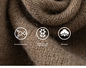 Detail of brown knitted fabric showing soft texture and skin-friendly wool material