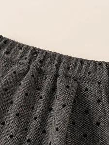 Girls dark grey heart polka dot winter trousers with comfortable elastic waistband