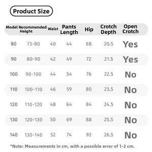 Detailed size chart for girls winter leopard print thick fleece lined denim jeans in cm