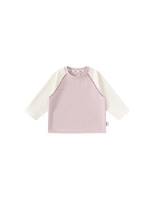 Toddler raglan sleeve t-shirt in pastel pink and beige cotton fabric for kids