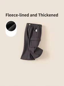Mädchen einfarbige Cargo-Hose mit Fleece-Futter und Taschen für den Winter