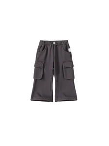 Mädchen Cargo-Hose in Dunkelgrau mit Gummizug und seitlichen Pattentaschen