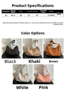 Spécifications de taille et options de couleurs pour le grand sac fourre-tout en nylon