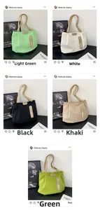 Multi-color nylon tote bags collection in green, white, black and khaki canvas textures