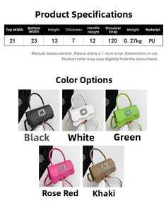 Guide des tailles pour sac à main festonné en cuir PU avec boucle en cristal et coloris