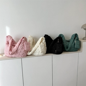 Quilted heart hobo tote bag in four colors with matching mini coin purse accessories