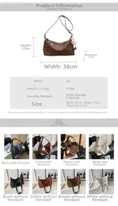 Detailed size chart and specifications for the minimalist PU leather shoulder tote bag