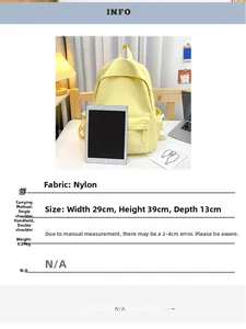 Zaino in nylon minimalista con dimensioni e spazio per tablet in colore giallo