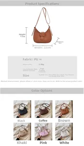 Detailed size chart and dimensions of the croc-effect faux leather saddle crossbody bag