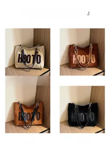 Collage of large plush tote bags in khaki, coffee, brown, and black with HOOTO logo