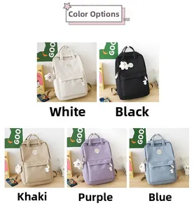 Detailed view of large capacity waterproof nylon backpacks in five pastel colors
