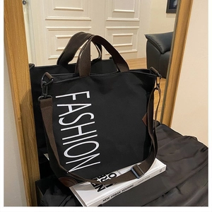 Women Large Capacity Canvas Tote Bag Casual Fashion Letter Printed Commuting Student Shoulder Crossbody Handbag With Zipper
