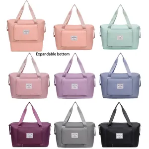 Large Capacity Polyester Travel Bag Expandable Gym Duffel Bag With Dry Wet Separation Multi Pocket Weekend Overnight Tote For Yoga Workout Holiday