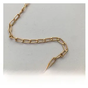 Close-up of bright gold metallic rectangular chain strap for women's crossbody handbags