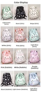 Grille de sacs à dos légers à cordon pour filles en plusieurs couleurs et imprimés