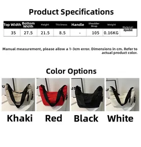 Detailed size parameters and color options for the large minimalist Hobo shoulder bag