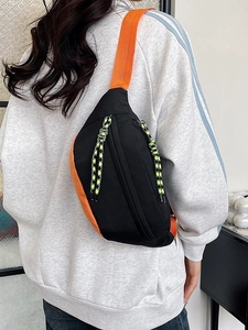 Fashion Color Block Nylon Waist Bag For Women Men Sporty Crossbody Chest Bag Spring Summer Street Casual Fanny Pack