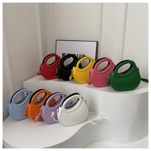 Mode PU Leder Halbmond Umhängetasche Plissee Streifen Handtasche Runder Griff Schultertasche Damen Lässige Pendler Geldbörse
