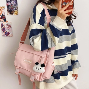 Sac bandoulière rose en nylon avec pendentif panda pour étudiants voyageant et trajet