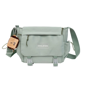 Sac messager minimaliste en nylon vert menthe à grande capacité avec breloque biscuit